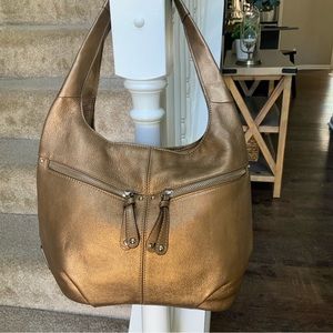 TIGNANELLO | Bronze Metalic Leather Shoulder Bag | Excellent Condition